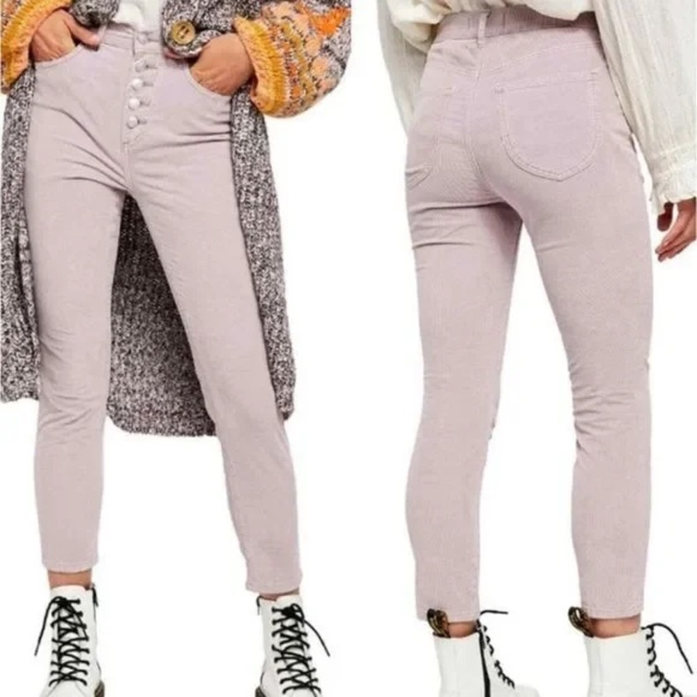 Free People Sun Chaser Corduroy Skinny Pants Women’s Lilac Lavender Size 26